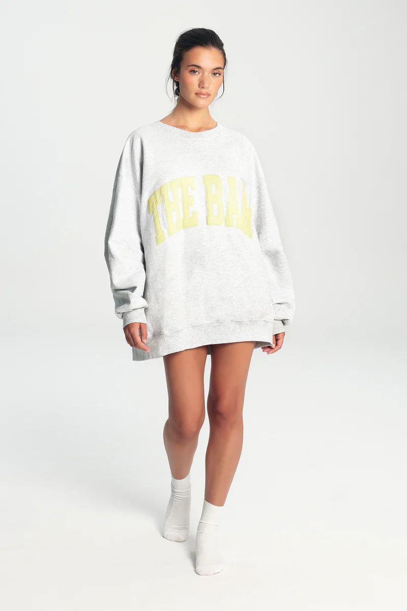 VARSITY SWEATSHIRT LT HEATHER GREY/LEMON | The Bar