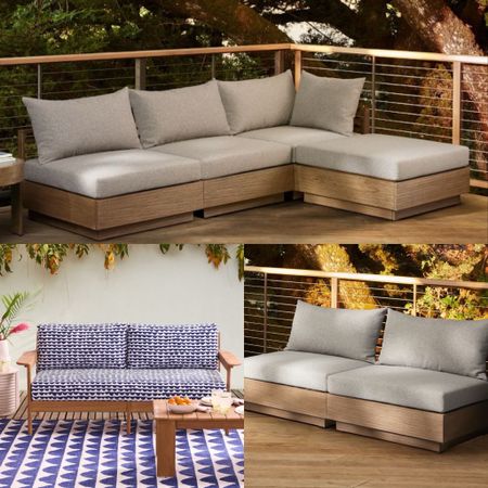 Cozy, comfy and relaxing outdoor sofas with plush cushions and durable wood frames. Now up to 60% off clearance at West Elm. #outdoorsofas

#LTKSeasonal #LTKsalealert #LTKhome