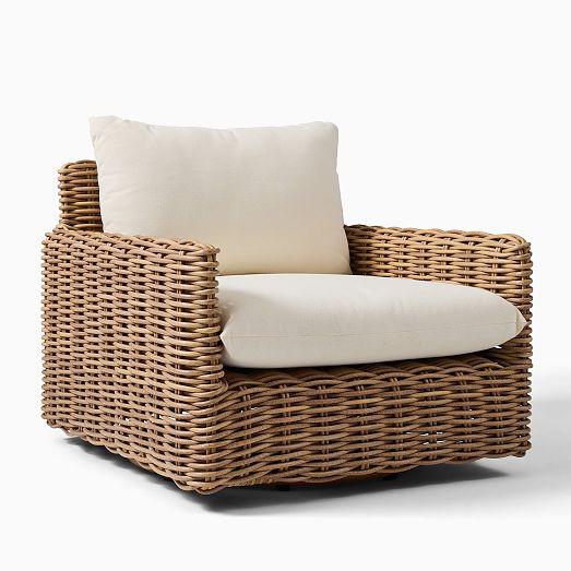 Westport Wicker Outdoor Slim Profile Swivel Chair | West Elm (US)