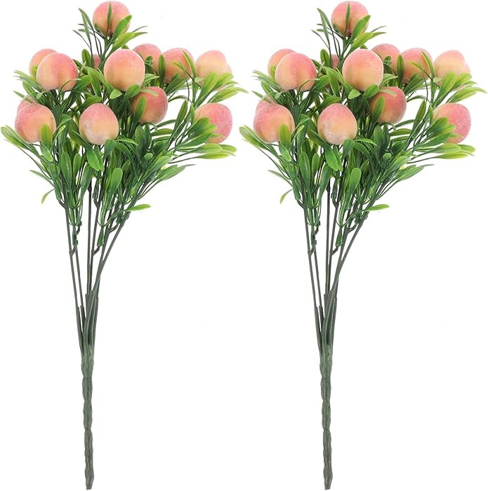 ABOOFAN Artificial Peach Branch Decor 2-Pack Faux Fruit Stems Realistic Simulated Peach Tree Bran... | Amazon (US)