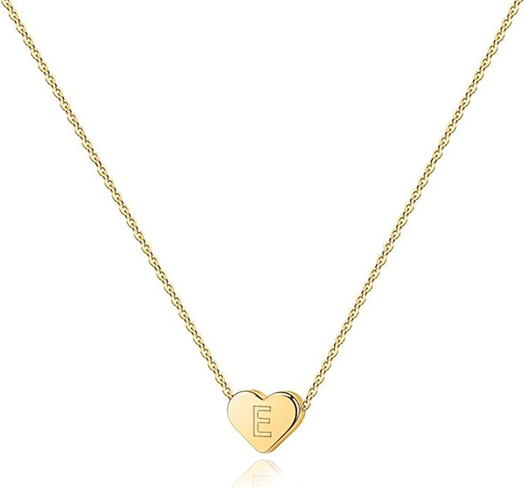 PAVOI 14K Gold Plated Tiny Heart Necklace | Dainty Necklace for Women | Personalized Letter Heart... | Amazon (US)