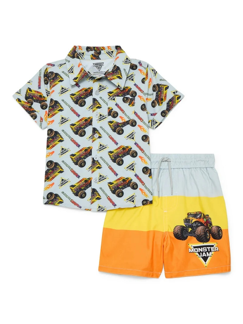 Character Toddler Boy Resort Shirt and Swim Trunk Set, 2-Piece, Sizes 12M - 5T | Walmart (US)