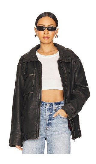 x We The Free Buckle Up Faux Leather Jacket in Black Combo | Revolve Clothing (Global)