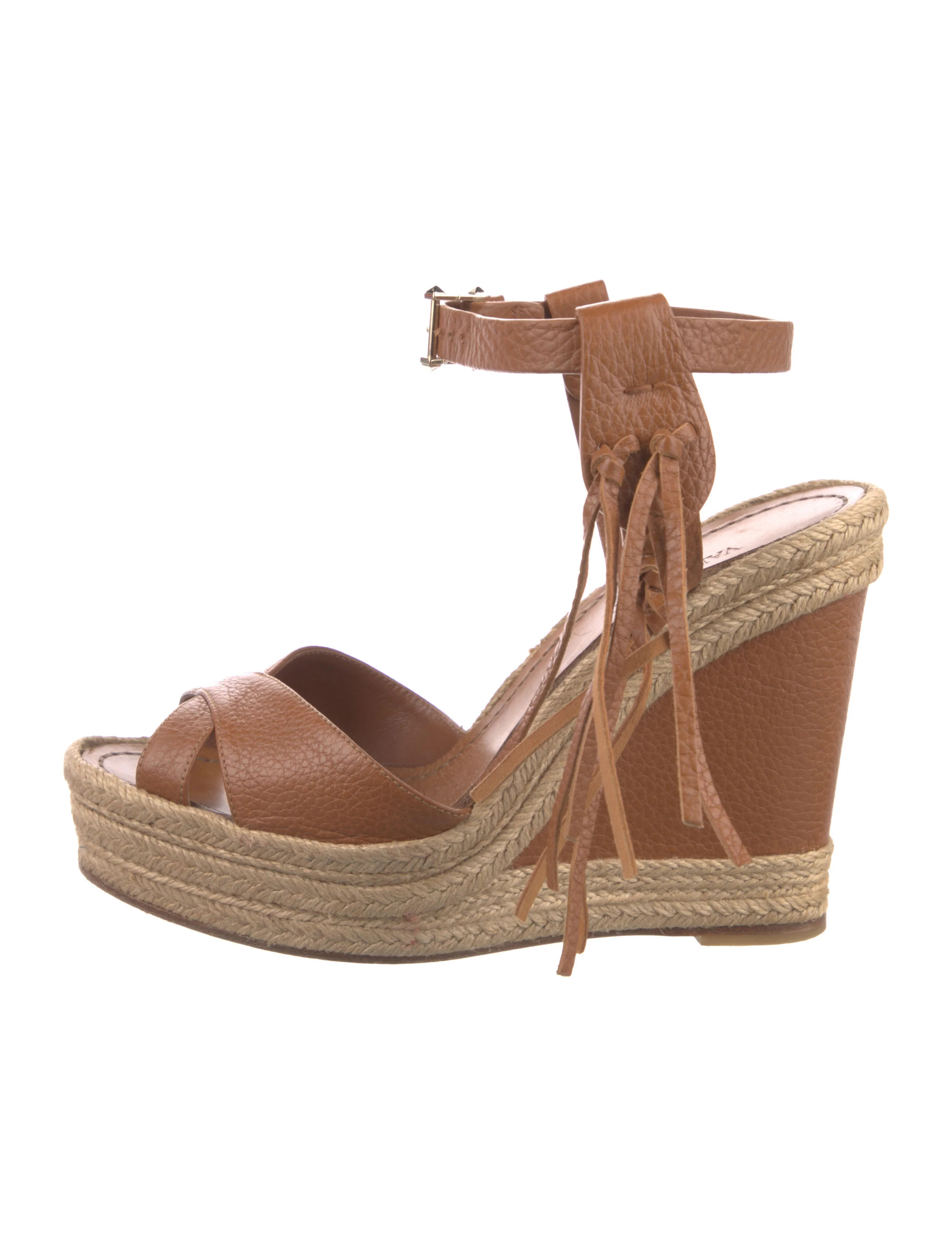 Leather Fringe Trim Accent Espadrilles | The RealReal