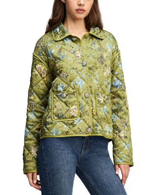 Cinq a Sept Hand Sketched Floral Alexa Quilted Jacket | Bloomingdale's (US)