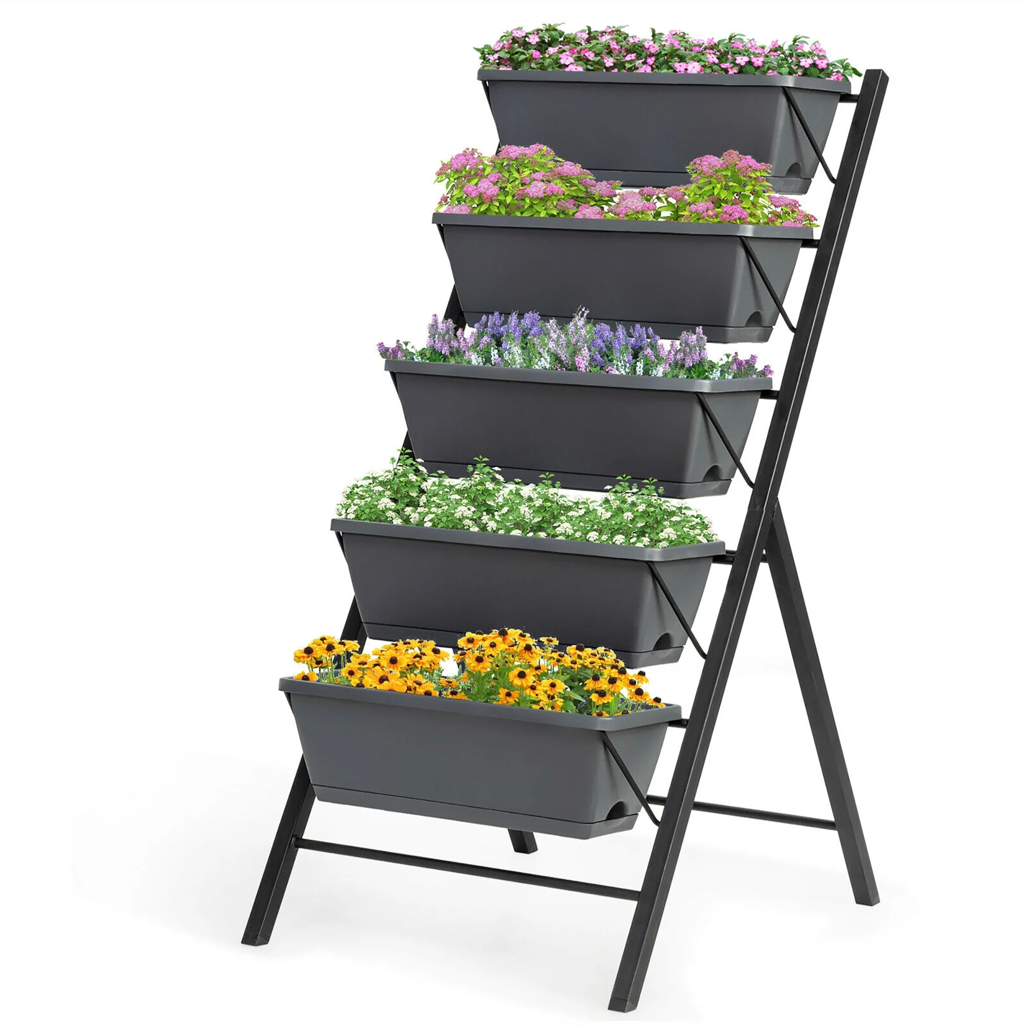 Costway 4 FT Vertical Raised Garden Bed 5-Tier Planter Box for Patio Balcony Flower Herb | Walmart (US)