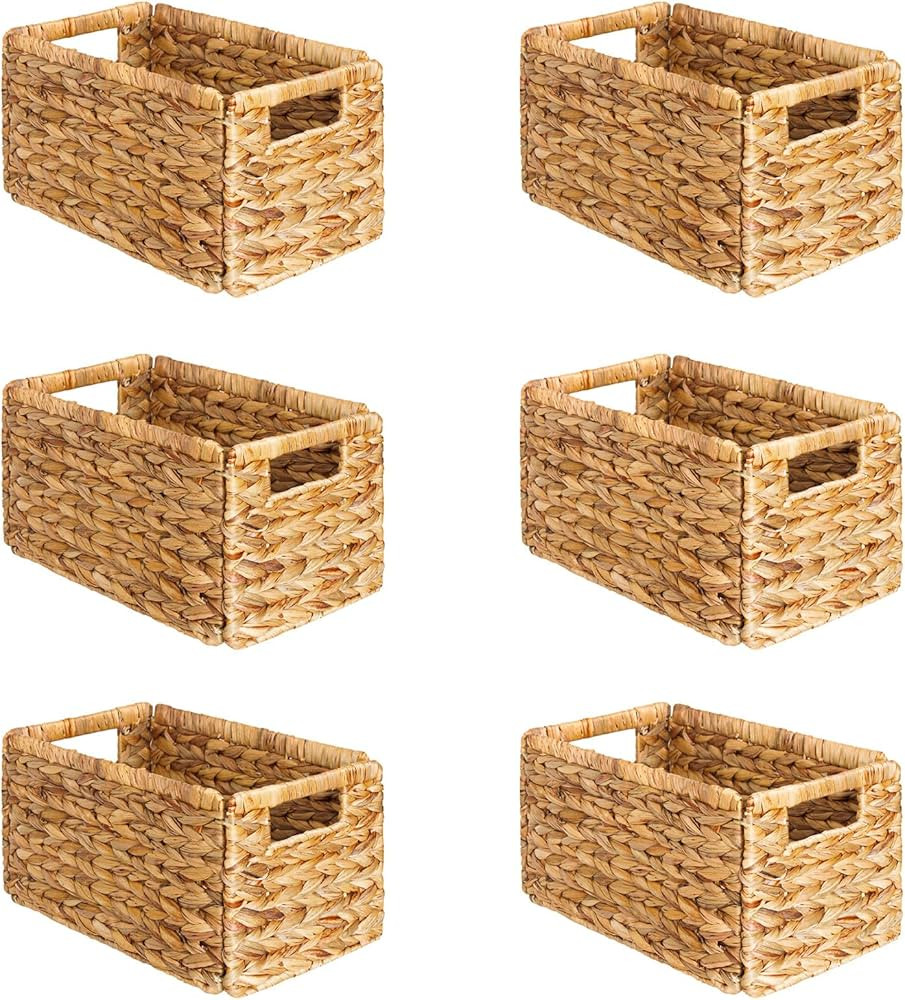 SpaceAid 6 Pack Wicker Basket, Storage Baskets for Organizing, Woven Rattan Basket with Handles f... | Amazon (US)