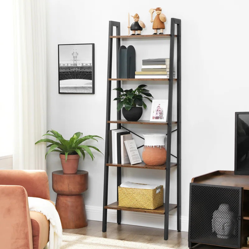 Jabari 67.7" H x 22" W Metal Ladder Bookcase | Wayfair North America