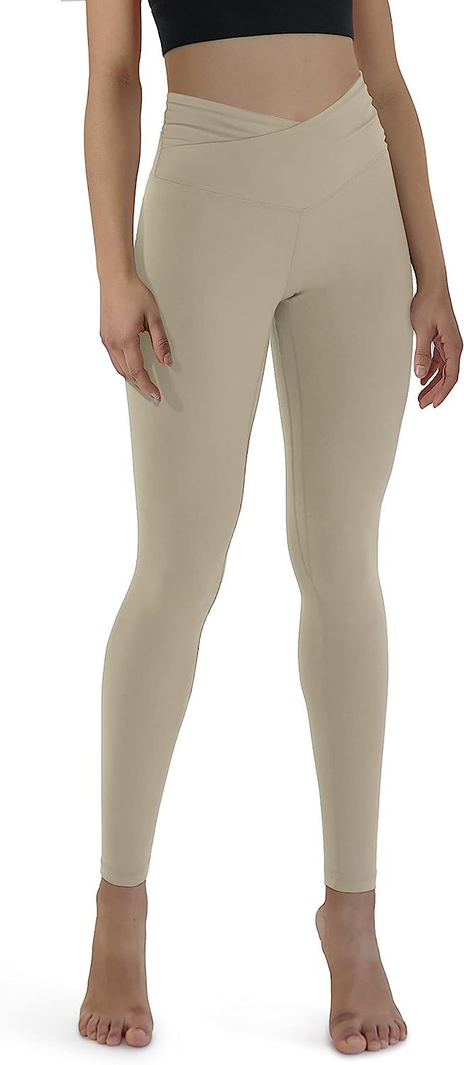 Amazon.com: ODODOS Women's Cross Waist Yoga Leggings with Hidden Pocket, Compression Athletic Wor... | Amazon (US)