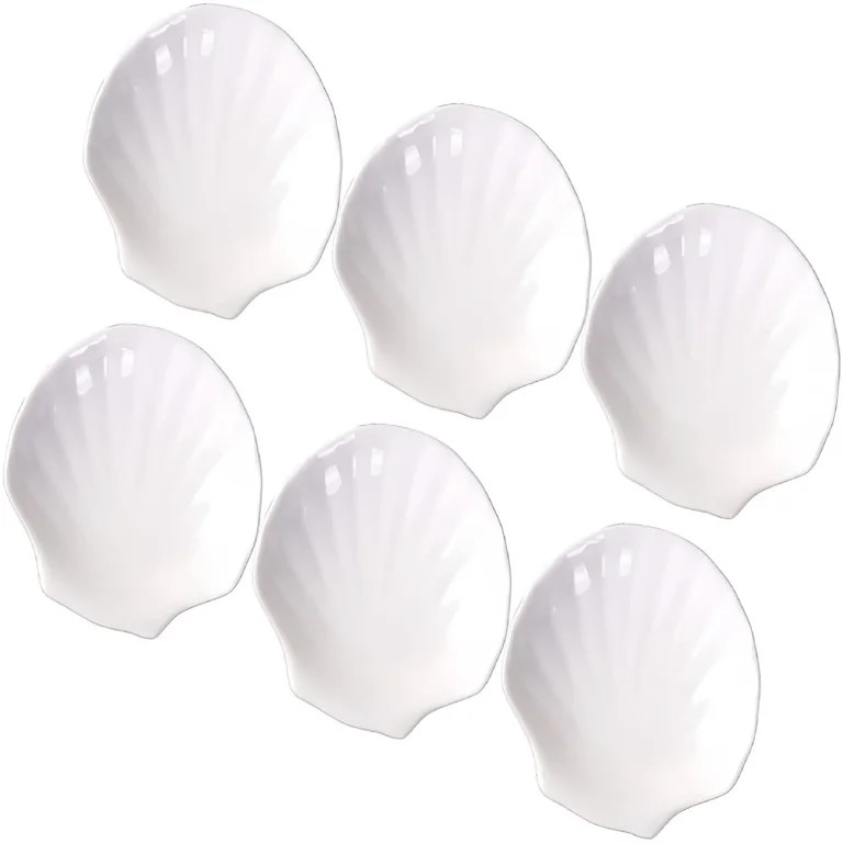 6pcs White Porcelain Shell Dish Multipurpose Ceramic Appetizer Plates Dinner Dessert Salad Plates... | Walmart (US)