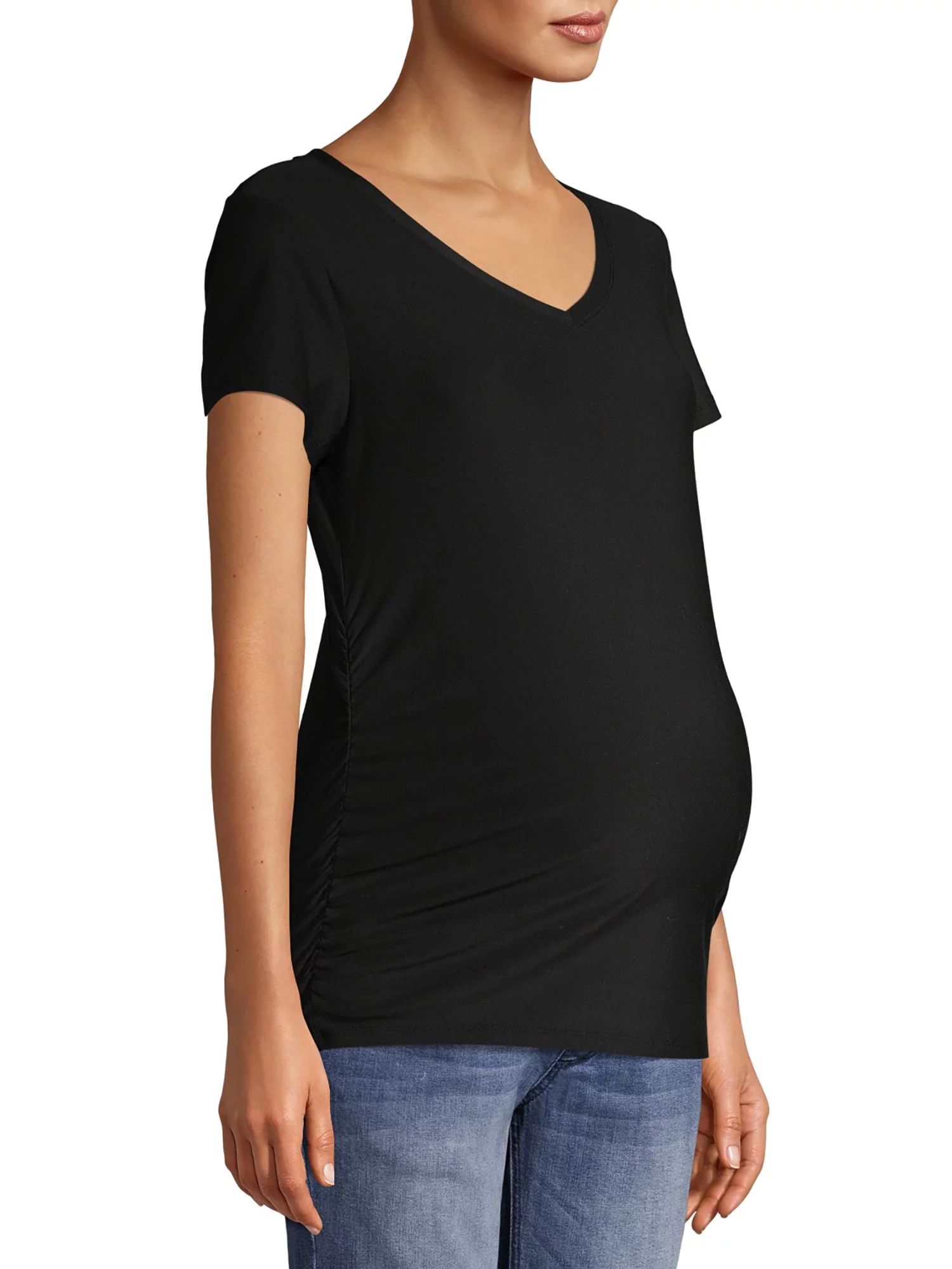 Time and True Women's Maternity Short Sleeve V-Neck T-Shirt - Walmart.com | Walmart (US)