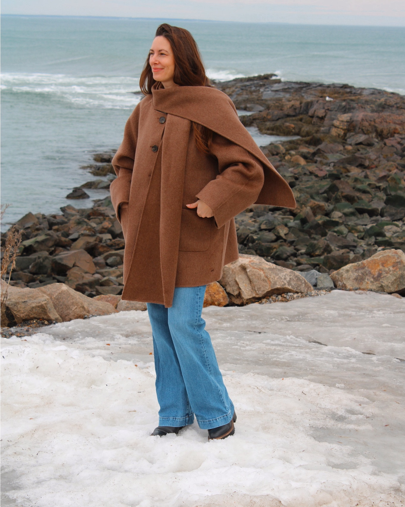 Mom life, favorite winter coat, wool coat, scarf coat, cute jacket, mom looks, boy mom, classic jeans 