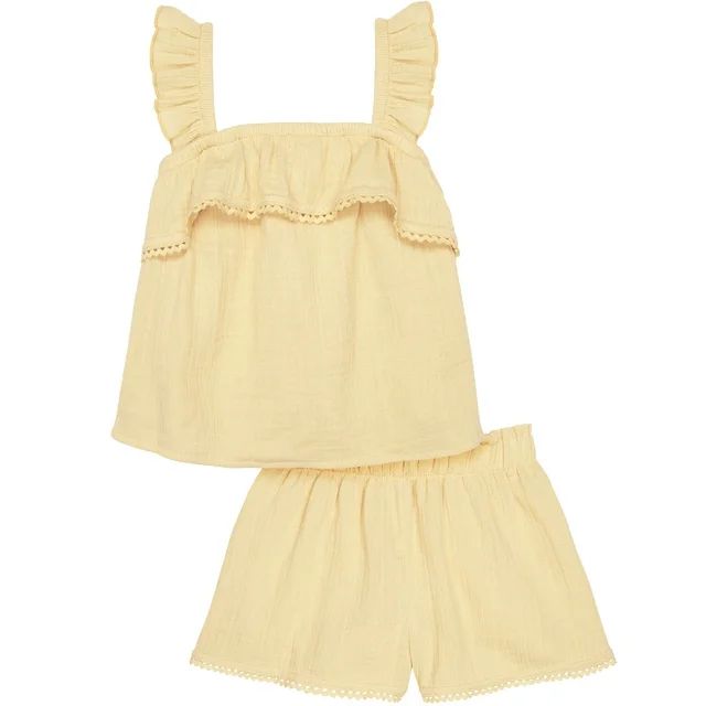 Modern Moments by Gerber Toddler Girl Top and Short Outfit Set, 2-Piece, Sizes 12M-5T | Walmart (US)