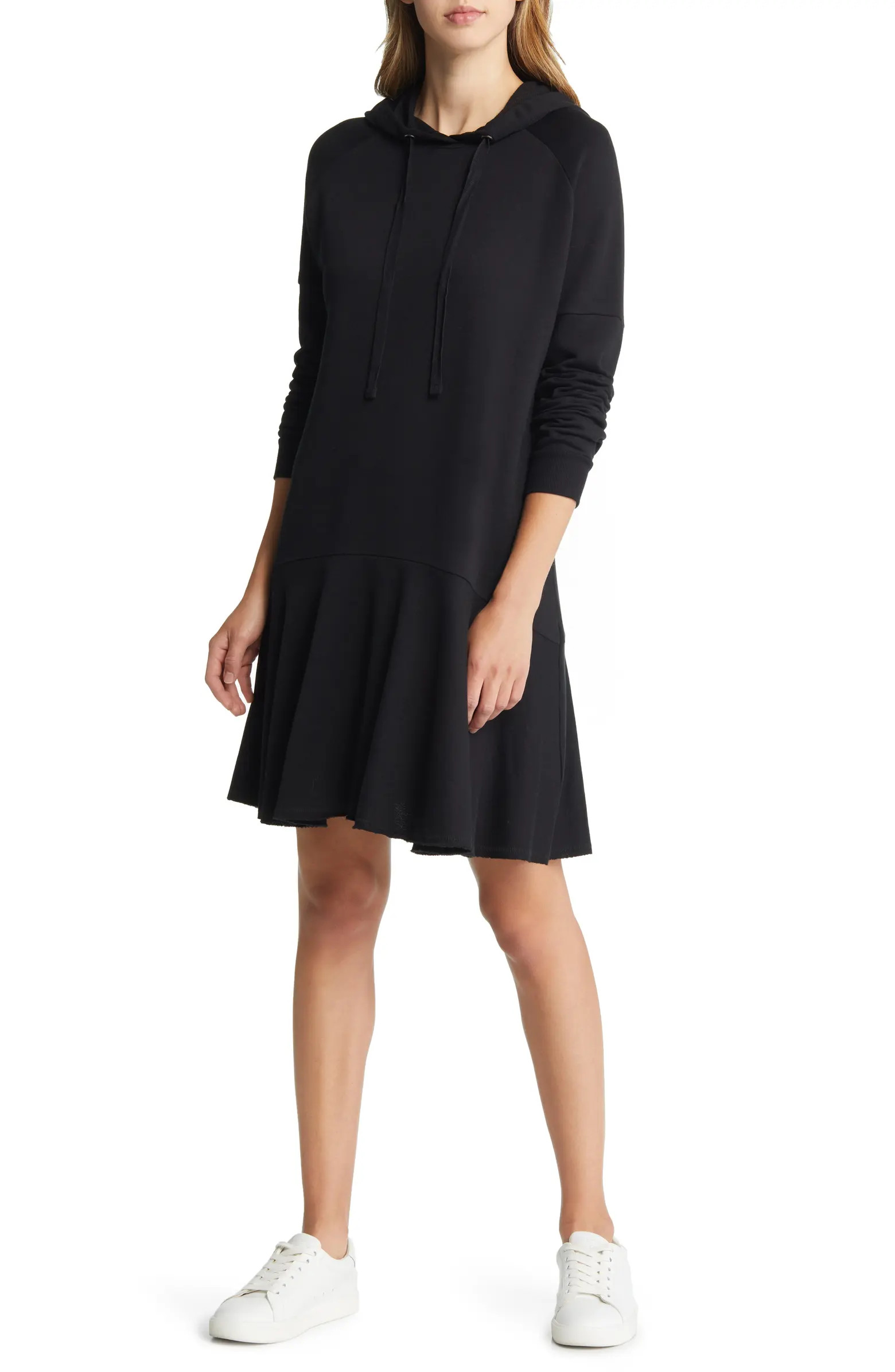 Long Sleeve Flounce Hoodie Dress | Nordstrom