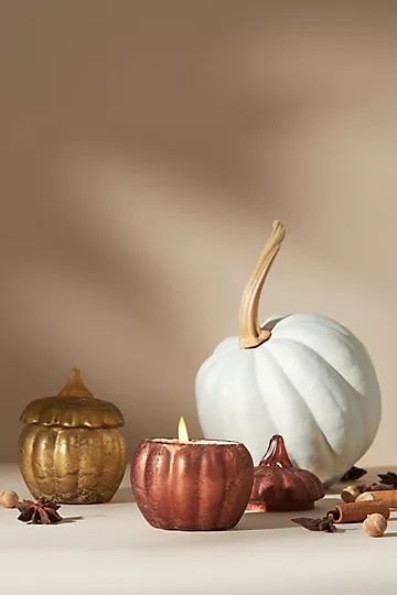 Mini Glass Pumpkin Candles, Set of 2 | Anthropologie (US)