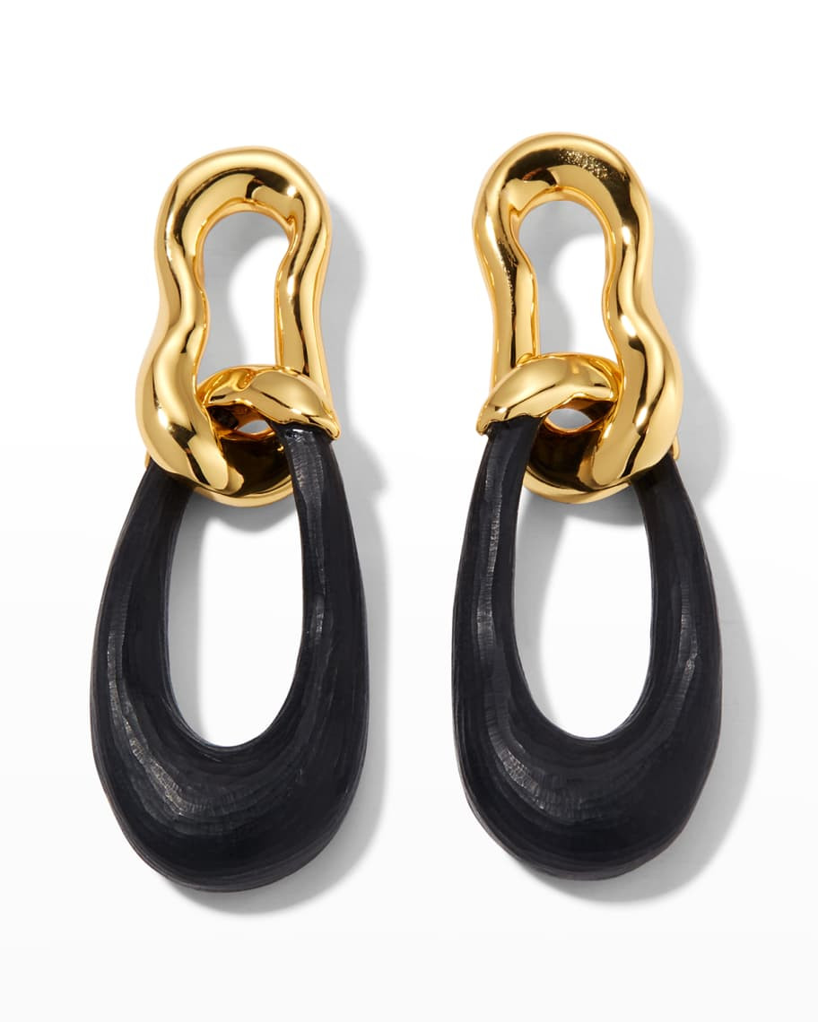 Alexis Bittar Gold Double Link Post Earrings | Neiman Marcus