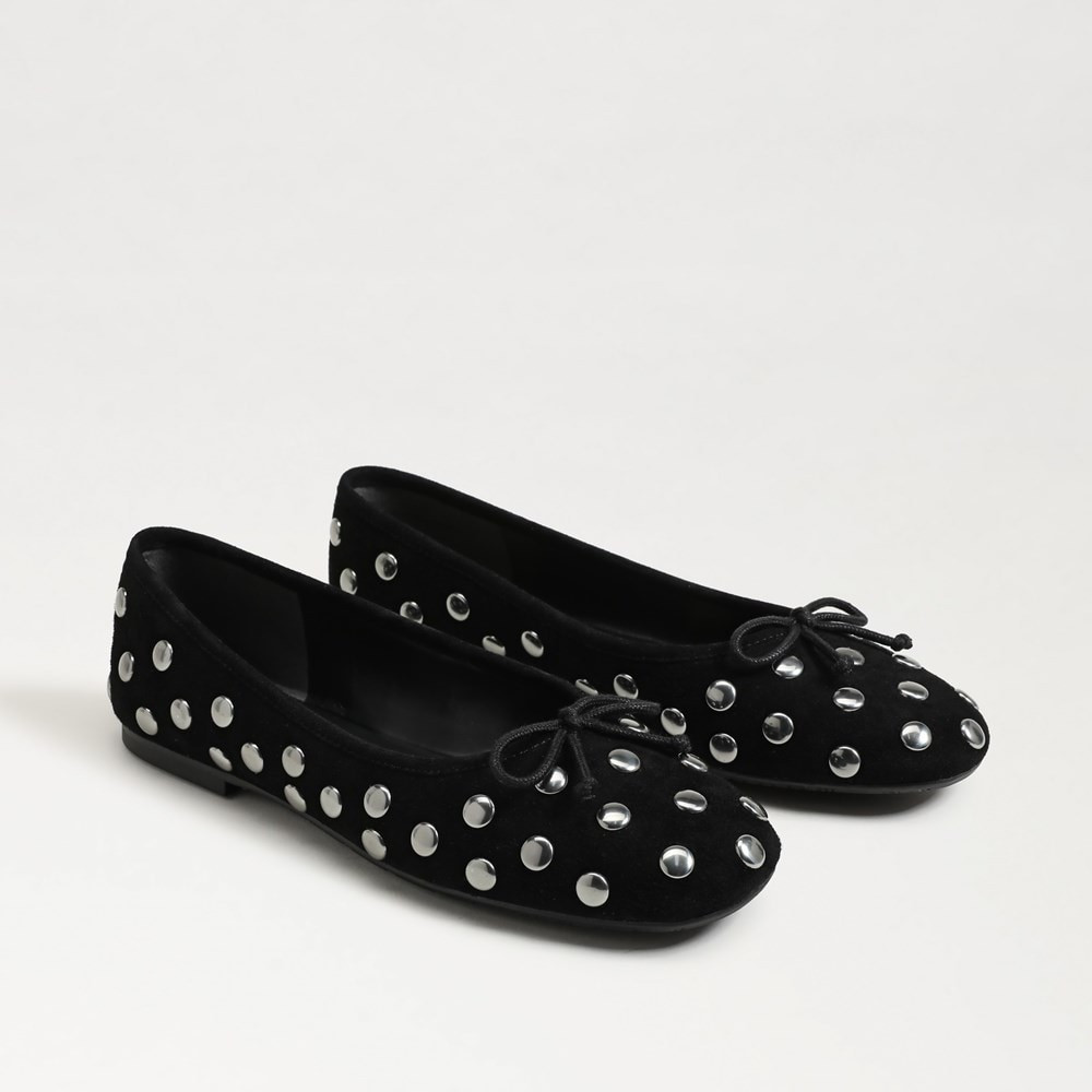 Sam Edelman Alie Studded Ballet Flat Black Suede 9.0 | Sam Edelman CA