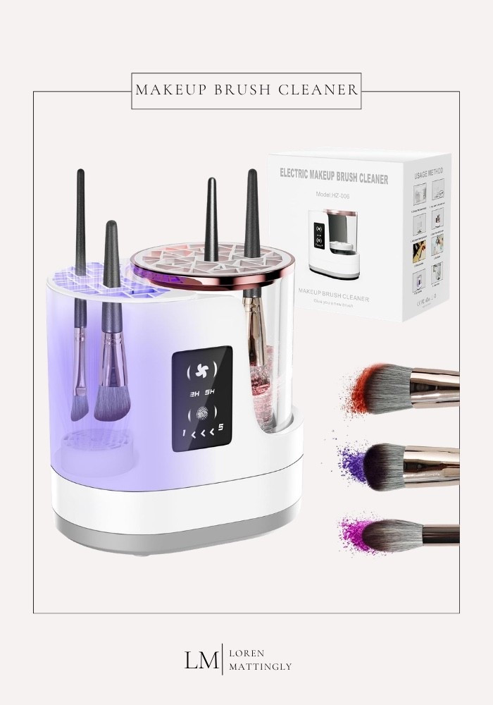 This electric makeup brush cleaner is something I have had for a long time and I keep linking it because the DMs about it never stop, so here we are again.

Clean brushes actually matter, y'all. Old product buildup, bacteria, oils from your skin, it all sits in your brushes and goes right back onto your face every single morning and it makes a bigger difference in your skin than most people realize. This little machine spins them clean in seconds and they come out dry and ready to use, and it has completely taken the excuse away for me because it is just so easy.

Under $30 on Amazon and worth every penny. Linked for you! 🤍 

xo, Loren

#ltkmakeup #makeup