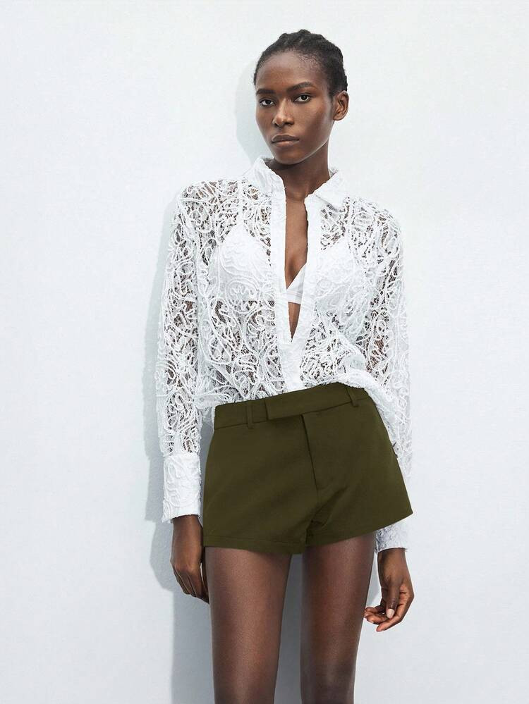 MAIJA Beach Wide Leg Linen Relaxed Fit Drawstring Shorts | SHEIN