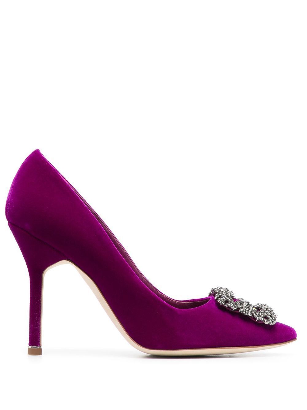 Manolo Blahnik Hangisi Glitter Suede Pumps - Farfetch | Farfetch Global