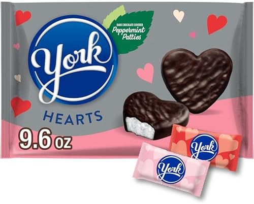 YORK Dark Chocolate Peppermint Patties Hearts, Valentine's Candy Bag, 9.6 oz | Amazon (US)