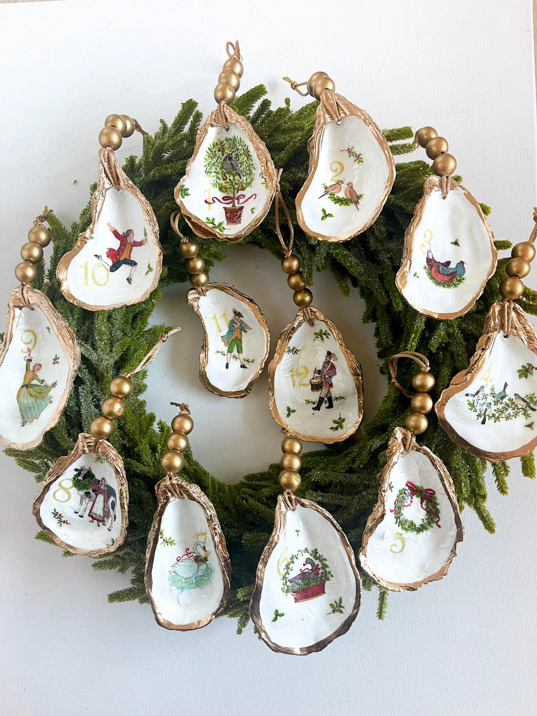 SET OF 12 Shell Ornaments Twelve Days of Christmas | Oyster Ornament | Christmas Ornaments - Etsy | Etsy (US)