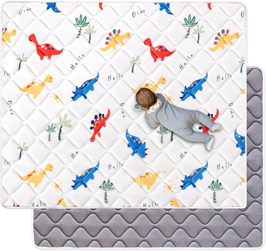 Odorless Premium Foam Baby Play Mat 50" x 50", Soft Microfiber Fabric Crawling Mat for Floor- Com... | Amazon (US)
