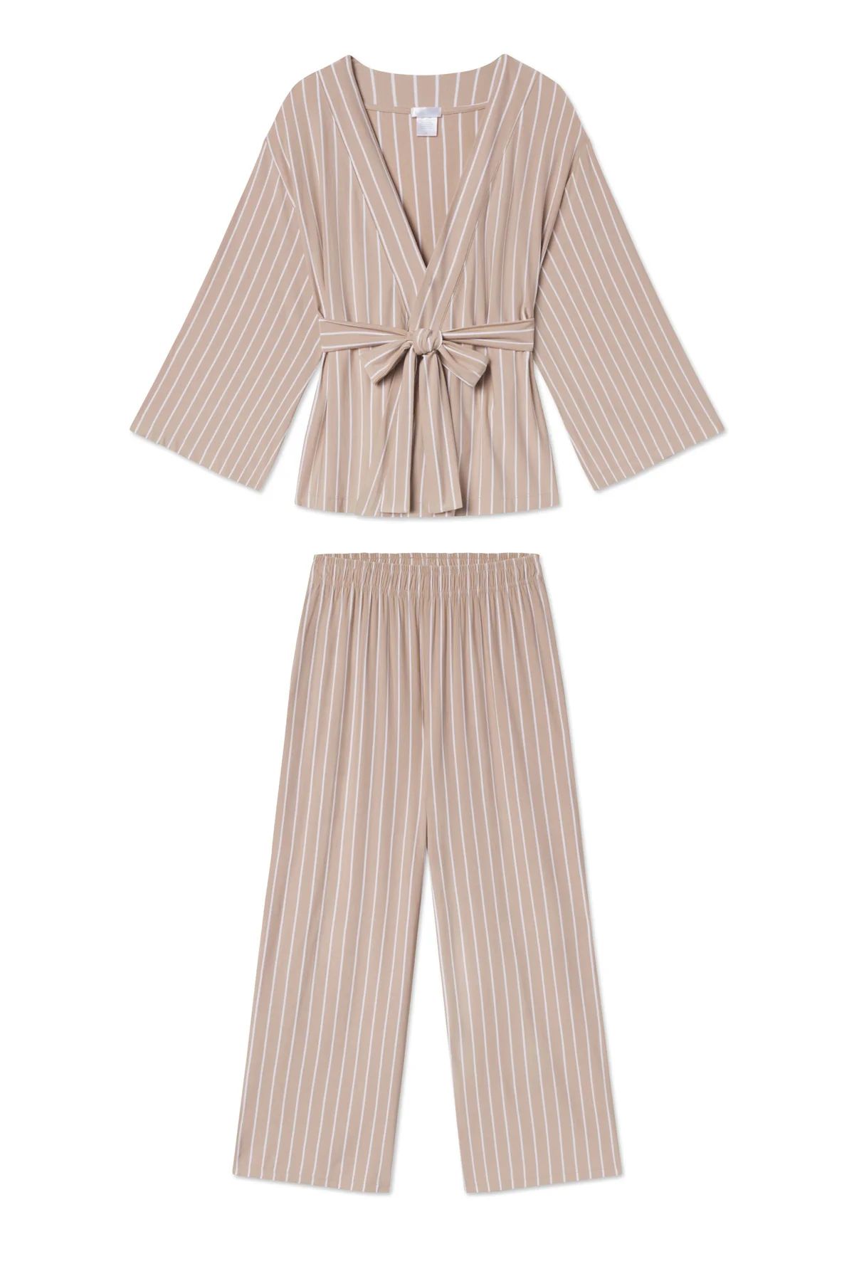 DreamModal Kimono Pajama Set in Driftwood Stripe | Lake Pajamas