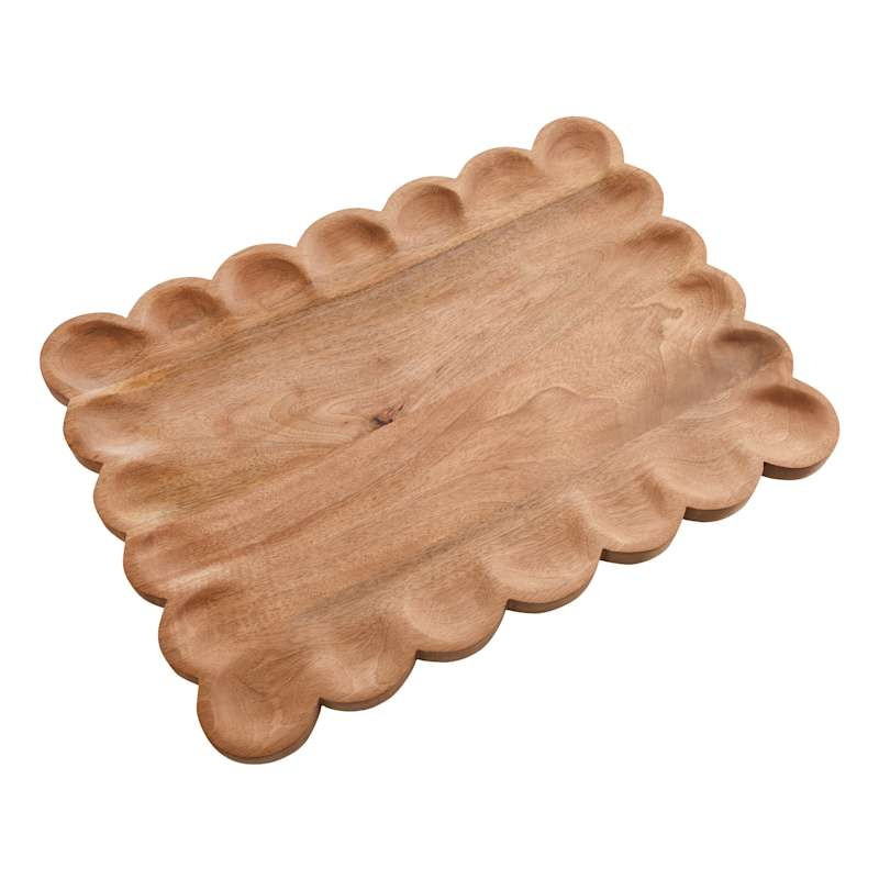 Scalloped Mango Wood Tray, 22x16 | At Home