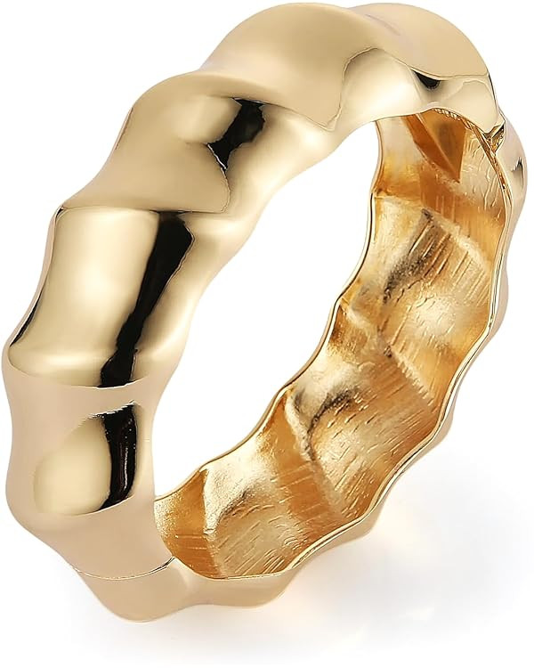 HZMAN 7.0Inch Chunky Bracelets for Women Thick Wide Bangle Bracelet High Polished Irregular Open ... | Amazon (US)