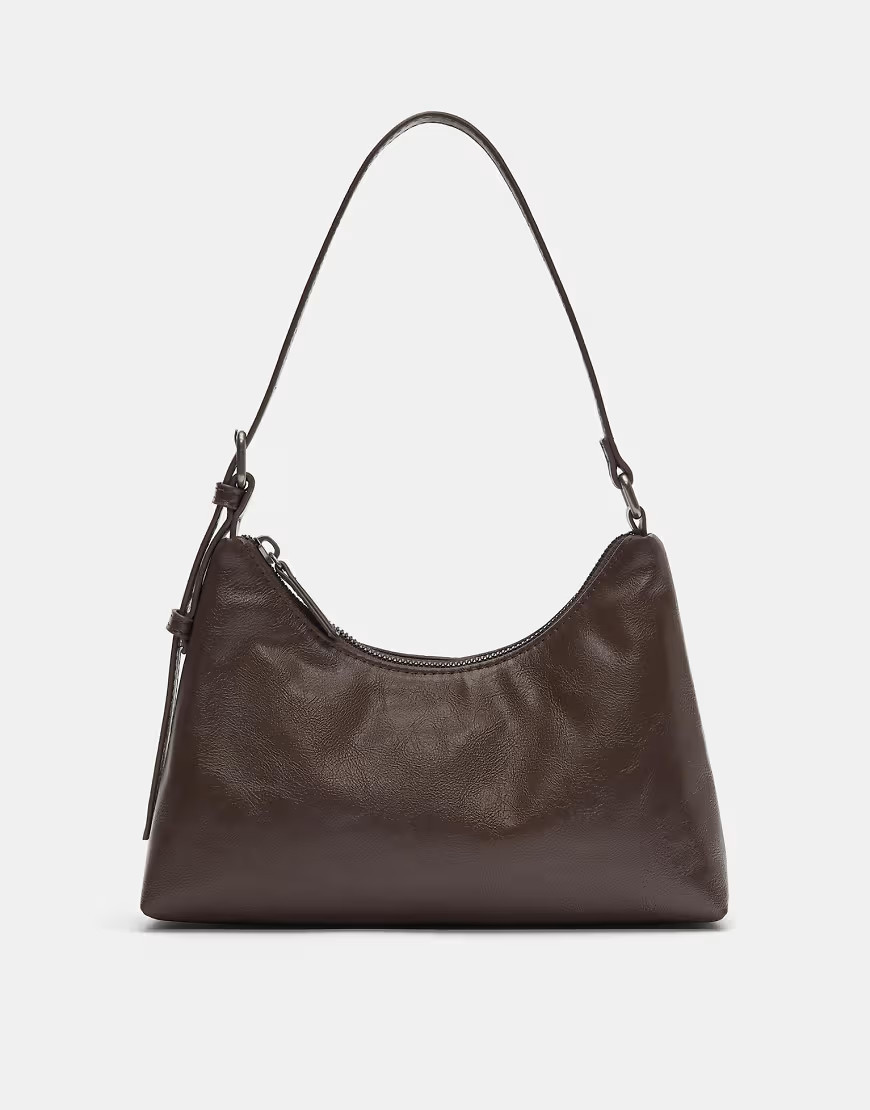 Pull&Bear Shoulder bag with buckles in brown | ASOS (Global)