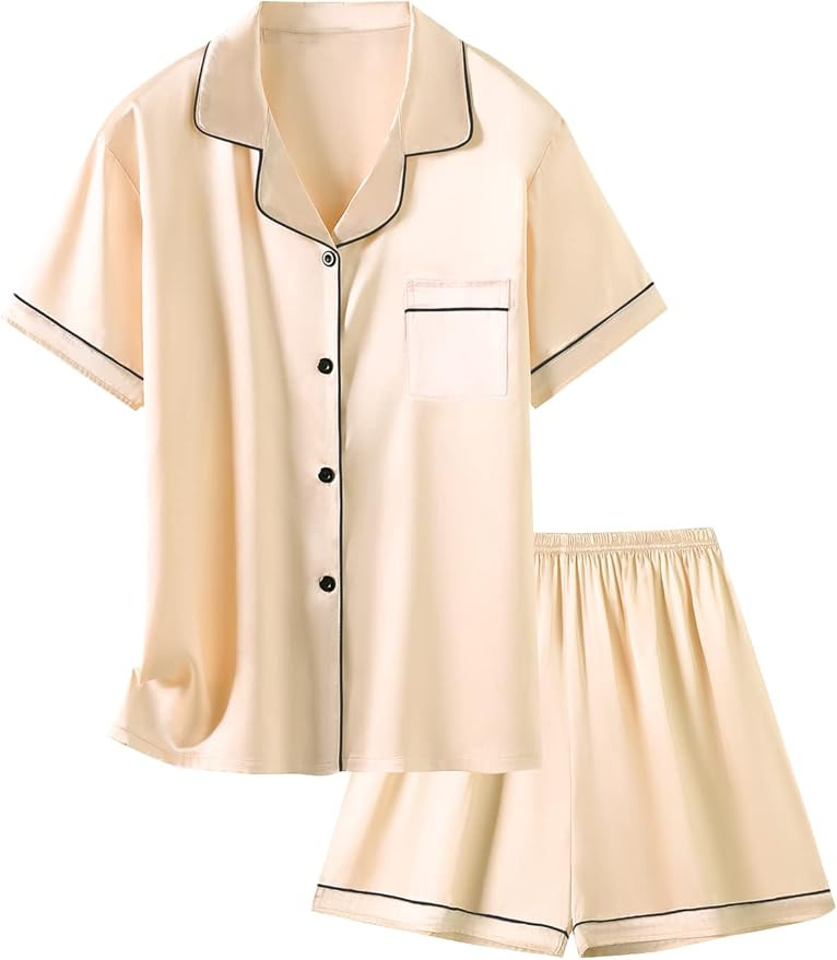 Girls & Womens Satin Pajamas Set, Silk Button-Down Sleepwear 2 Piece Nightwear, 3 Years - Women X... | Amazon (US)