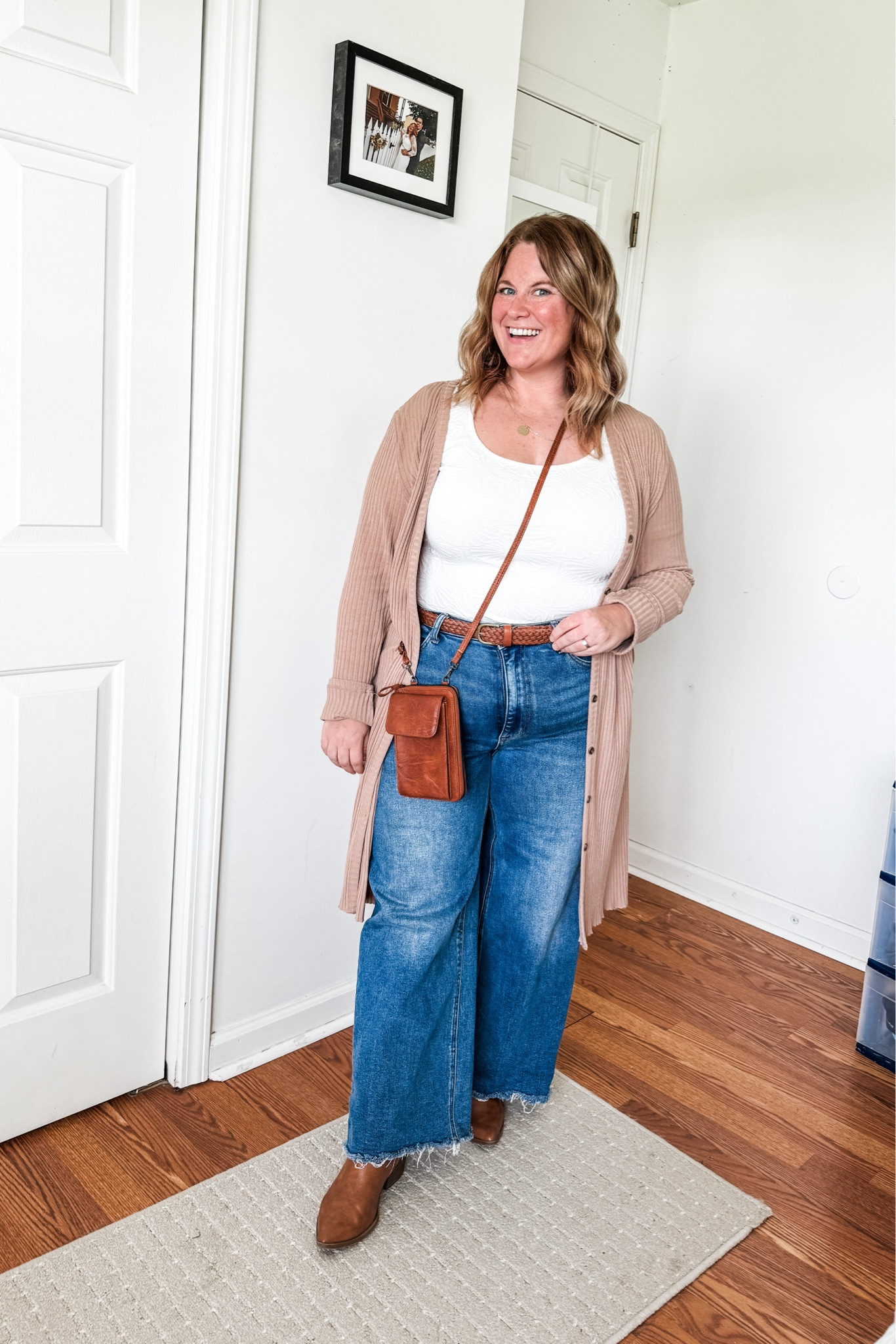 Fall outfit idea -
Duster cardigan and wide leg jeans 

Most of what I’m wearing is older so I linked similar 

#LTKMidsize #LTKPetite #LTKSeasonal