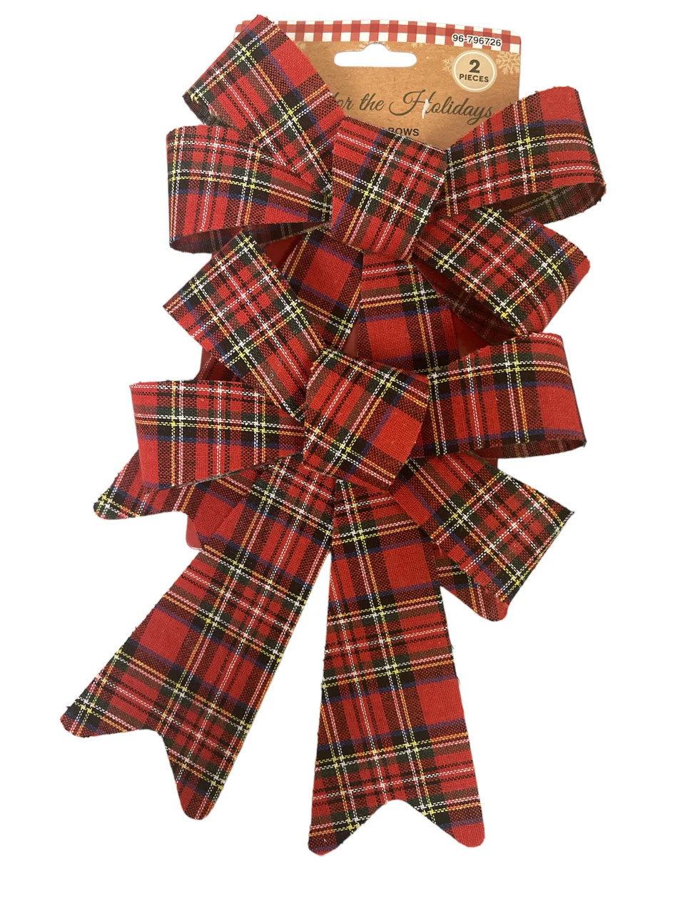 Momentum Brand Red Christmas Plaid Check Bows, 2-ct. Packs; 7 X 5.5-in | Walmart (US)