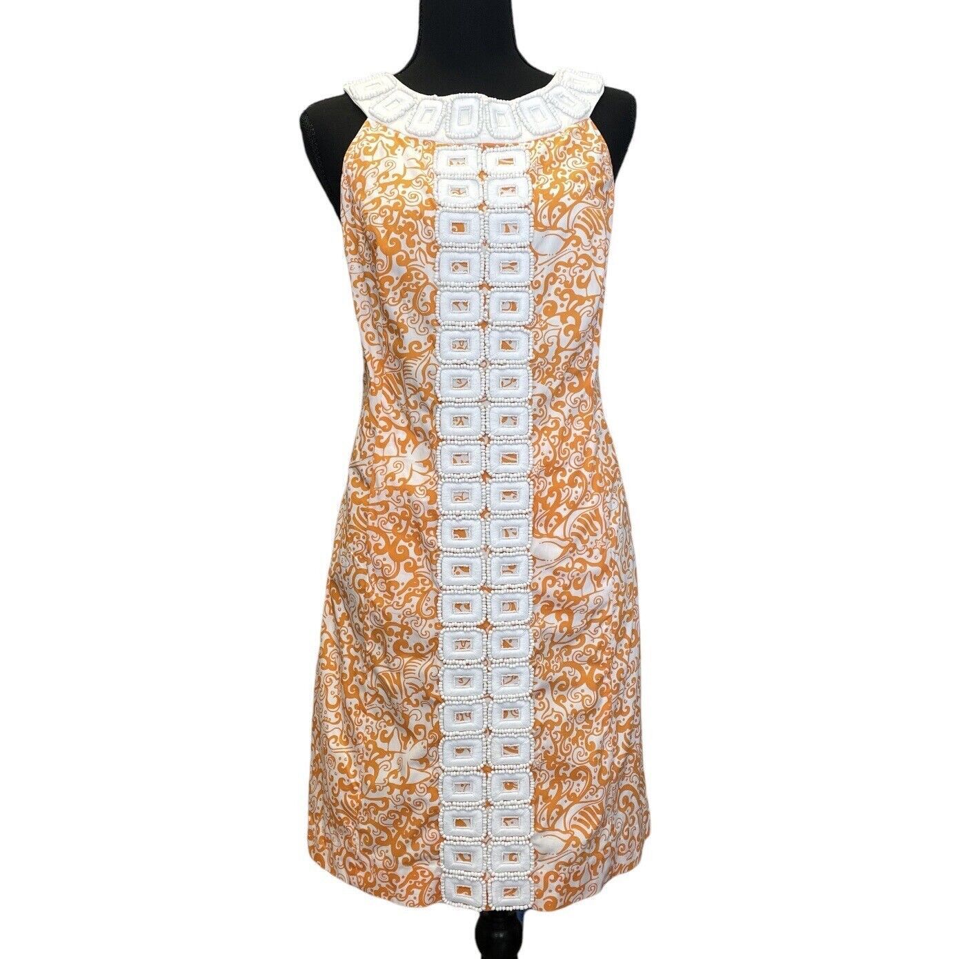 LILLY PULITZER Jubilee by Angie Harmon Orange Embroidered Beaded Mini Dress Sz 4  | eBay | eBay US