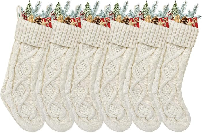 Tocirelo Christmas Stockings 6 Pack White - 18” Large Cable Knit Christmas Stockings Decoration... | Amazon (CA)