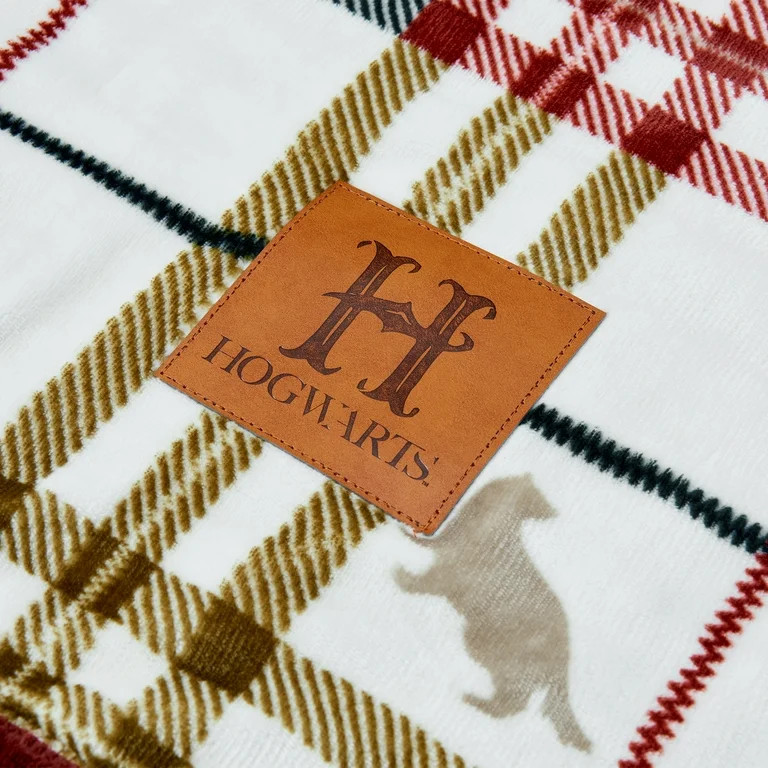 Harry Potter Academic Plaid Tartan Crest with Faux Leather Patch and Milky Mink Reverse Throw, 60... | Walmart (US)