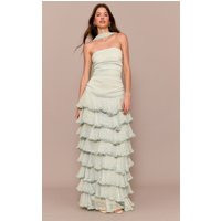 Sage Green Chiffon Tiered Frill Maxi Dress | PrettyLittleThing US