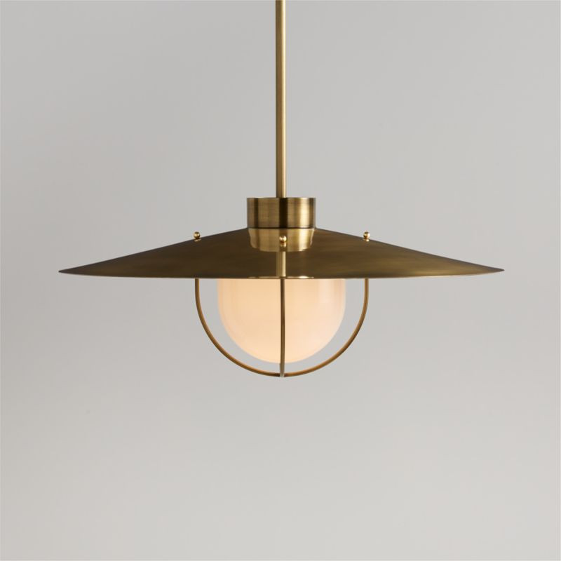 Penny Small Burnished Brass Pendant Light + Reviews | Crate & Barrel | Crate & Barrel