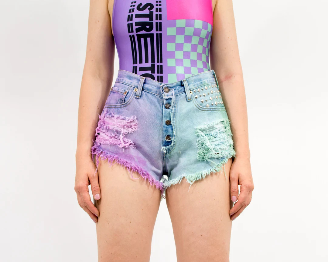 Levis Denim Short Reworked Distressed Ombre Vintage Cutoffs Summer W32 Large - Etsy | Etsy (US)