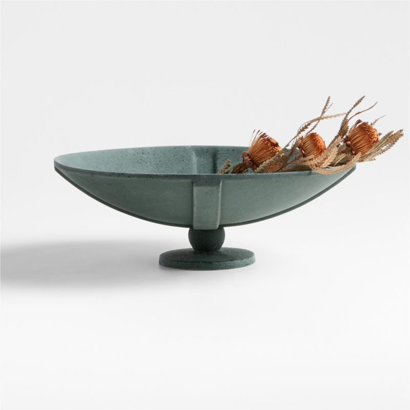 Bouché Dark Green Ceramic Pedestal Centerpiece Bowl by Athena Calderone + Reviews | Crate & Barr... | Crate & Barrel