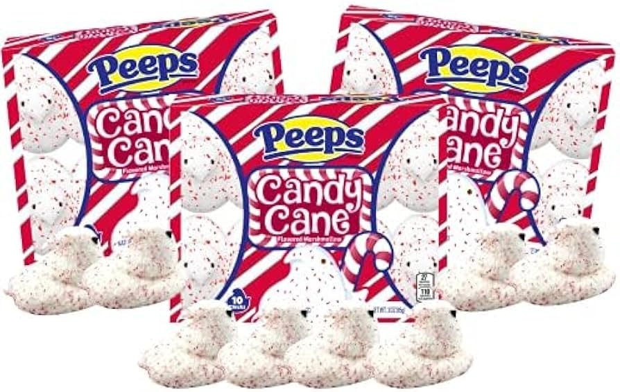 Peeps Candy Cane Flavored Marshmallow Christmas Candy Chicks, 10 Count, Pack of 3 | Amazon (US)