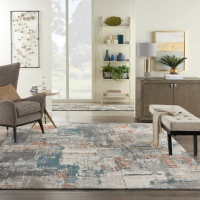 Nourison Tangra 7'10" x 9'10" Grey/Multi Modern Indoor Rug | Ashley Homestore
