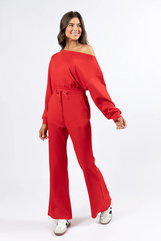 Wear It Out Red Boat Neck Jumpsuit | Pink Lily