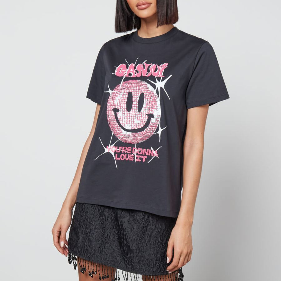 Ganni Printed Organic Cotton Relaxed T-Shirt | Coggles (Global)