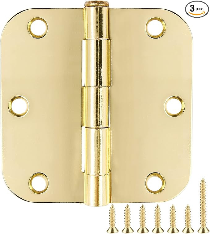 3 Pack Rounded Door Hinges 3-1/2" x 3.5 inch, 5/8 Radius, Polished Brass 3 ½ Inch Gold House Int... | Amazon (US)
