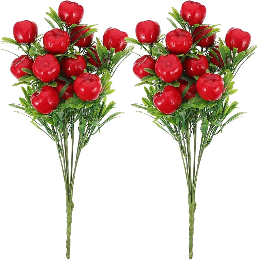Cabilock Artificial Apples Branches 2 Pack 12.79 Inch Faux Fruit Stems for Home Decor Vase Filler... | Amazon (US)
