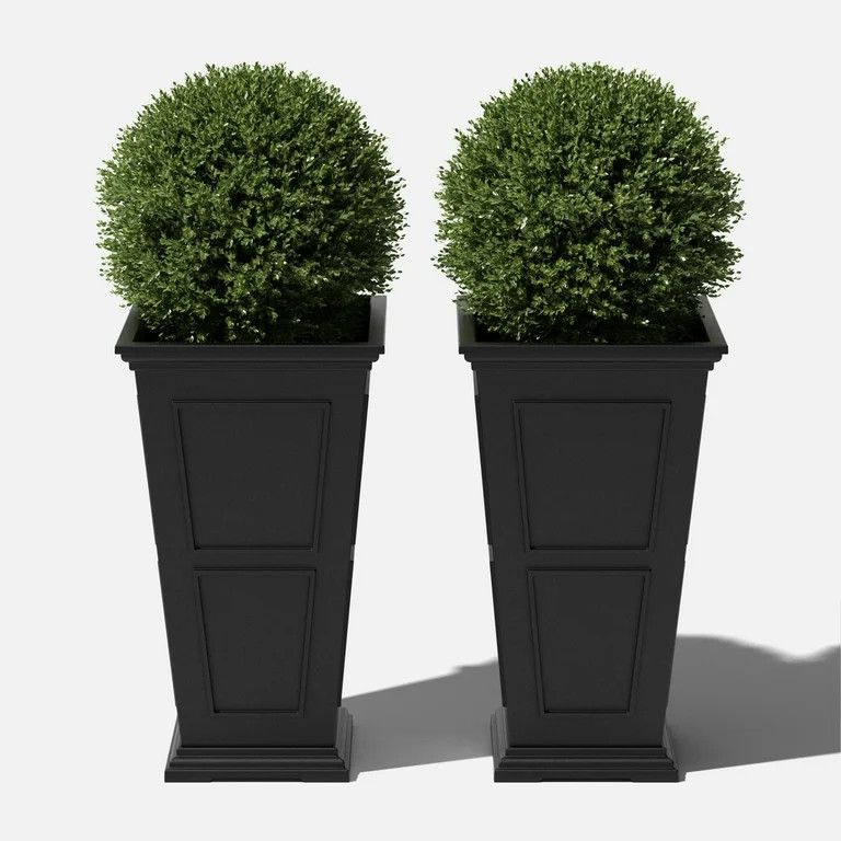 Veradek Brixton Tall 26" Plastic Planter 2-Pack Black | Walmart (US)