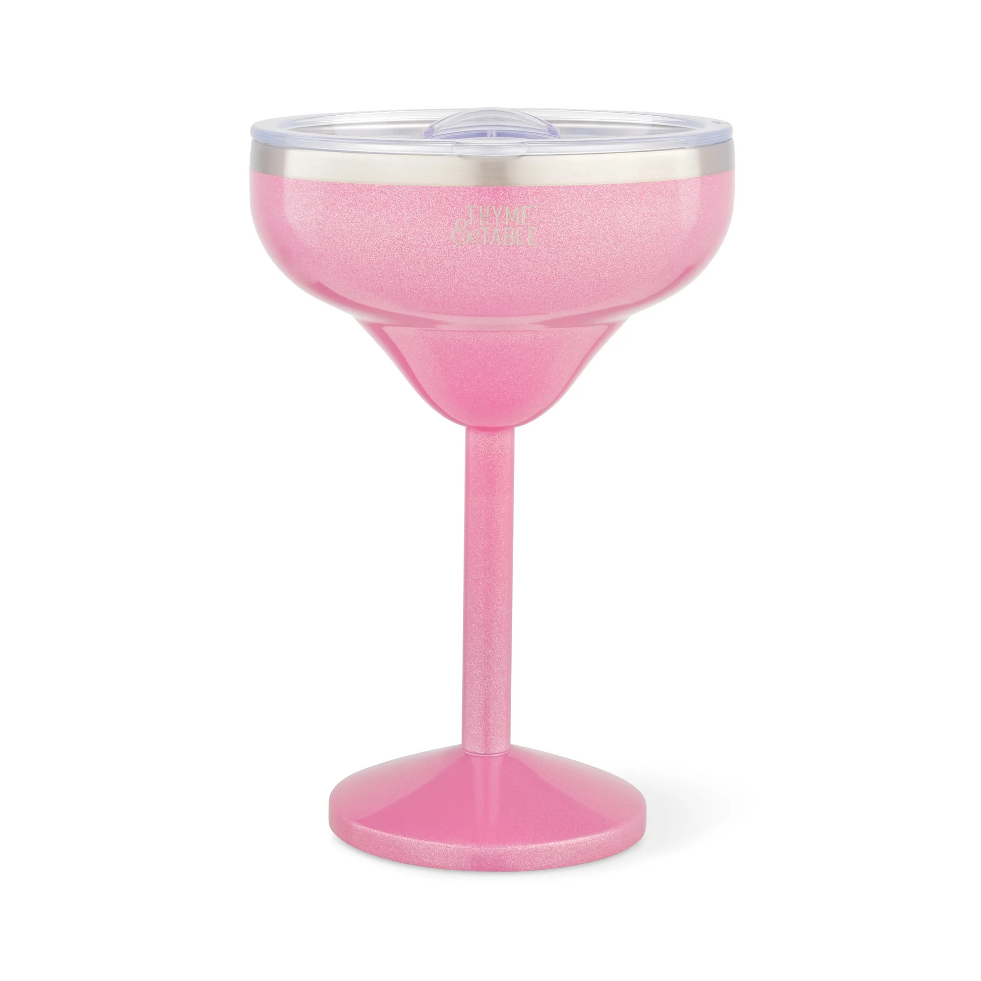 Thyme & Table 10oz Stainless Steel Margarita Tumbler with Push lid, Pink | Walmart (US)