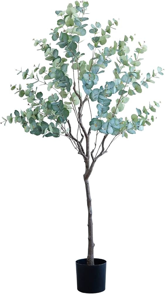 CHUVIM Artificial Tree Plant Eucalyptus Tree 6FT (72 in) Tall Fake Silver Dollar Leaves Faux Euca... | Amazon (US)